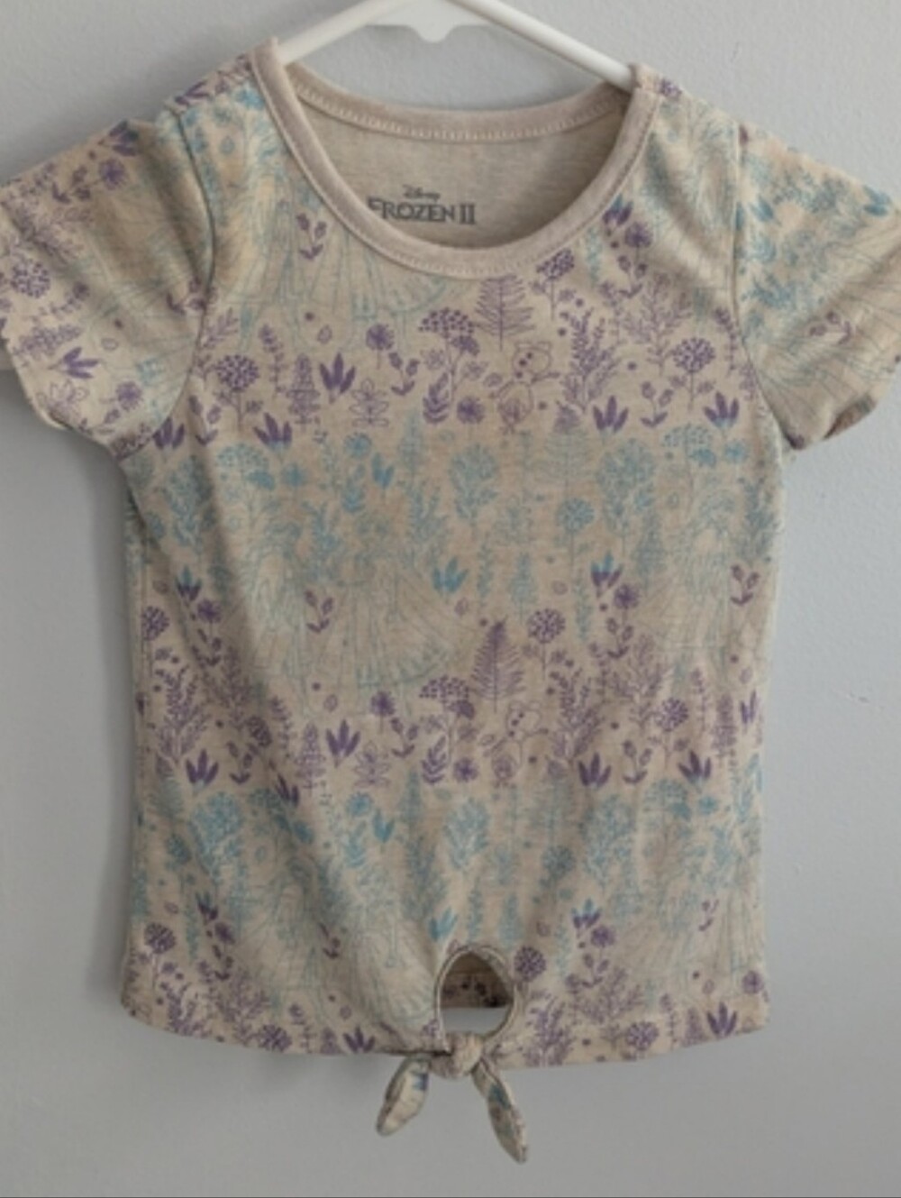 3/$15 Disney Frozen II Girls Tie Front Tee Size S Olaf